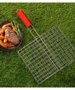Alternative view of Royalford Barbeque Grill Chromium Plated Iron, RF10378 - Wooden Handle, Folding Portable BBQ Grill Basket for Fish Vegetables Shrimp, Larger Grilling Area
