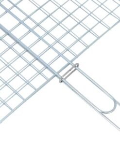 Royalford Barbeque Grill Chromium Plated Iron, RF10377 - Wooden Handle, Folding Portable BBQ Grill Basket for Fish Vegetables Shrimp, Larger Grilling Area