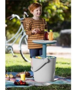 Keter Cooler GoBar White: 2-in-1 Beverage Cooler and Weather-Resistant Serving Table