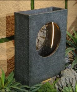 Modern Tabletop Fountain, Polyresin & Fiberglass Waterfall Fountain, Electric Water Fountain with LED Light, Freestanding Fountains for Indoor & Outdoor Decor, Ideal for Home, Office, Gardens - Image 4