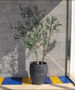 Concrete Planter Pot, Minimalist Design Black Textured Planter Pot with Drainage Hole, Decorative Indoor & Outdoor Garden Pot, Lightweight & Weather-Resistant Flower Pot for Home Decor (Large)