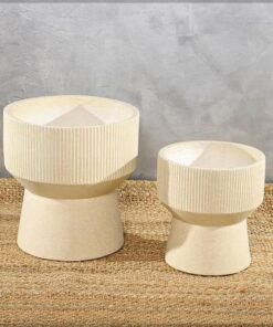 Set of 2 Plant Pot, Ribbed Texture & Pedestal Base Planter Pot with Drainage Hole, Lightweight & Weather-Resistant Garden Pot, Ribbed Texture & Pedestal Base Flower Pot for Home Patio Event - Image 4