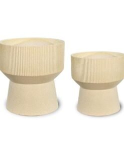 Set of 2 Plant Pot, Ribbed Texture & Pedestal Base Planter Pot with Drainage Hole, Lightweight & Weather-Resistant Garden Pot, Ribbed Texture & Pedestal Base Flower Pot for Home Patio Event - Image 5