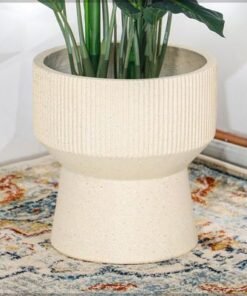 Set of 2 Plant Pot, Ribbed Texture & Pedestal Base Planter Pot with Drainage Hole, Lightweight & Weather-Resistant Garden Pot, Ribbed Texture & Pedestal Base Flower Pot for Home Patio Event - Image 3