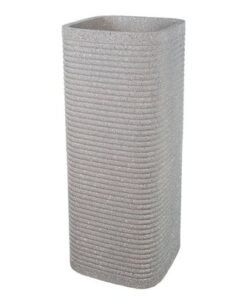 Heavy-Duty Plant Pot, Ribbed Concrete-Look Tall Planter Pot with Drainage Holes, Lightweight & Weather-Resistant Flower Vase Suitable for Succulents, Herbs, Garden Pot for Home Office (Large) - Image 3