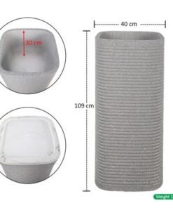 Heavy-Duty Plant Pot, Ribbed Concrete-Look Tall Planter Pot with Drainage Holes, Lightweight & Weather-Resistant Flower Vase Suitable for Succulents, Herbs, Garden Pot for Home Office (Large) - Image 4