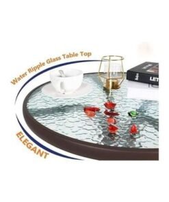 Harmony Home Stylish Round Patio Table, 60x60x70 cm – Brown Tempered Glass Top with Durable Metal Frame, Ideal for Outdoor & Indoor Use