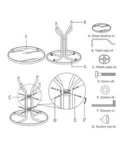 Harmony Home Stylish Round Patio Table, 60x60x70 cm – White Tempered Glass Top with Durable Metal Frame, Ideal for Outdoor & Indoor Use