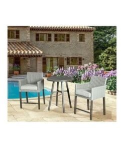 Alternative view of Harmony Home 3-Piece Patio Furniture Set, 22x27x28 cm – Modern Bistro Conversation Set with Glass-Top Coffee Table & Chairs for Home, Balcony & Outdoor Spaces