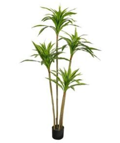 Alternative view of 5.2ft Artificial Dracaena Plant, Nearly Natural Silk Plants with Pot, Fake Flowers with Green Leaves & Flexible Stems, Maintenance-Free & Long Lasting Faux Plants for Home Office Event Decor