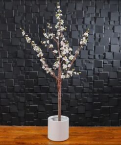 Artificial Cherry Blossom Tree, Realistic Silk Flowers & Delicate Branches Faux Tree, Waterproof, UV Resistant & Maintenance-Free Fake Plants for Home Office Events & Wedd Decor (White, 170cm) - Image 3