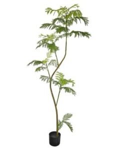 Alternative view of 6.5ft Artificial Mimosa Tree, Nearly Natural Silk Tree with Adjustable Stems, No-Water Faux Plant with Durable Pot, Maintenance-Free & Lifelike Green Leaves Fake Plant for Home Office Decor