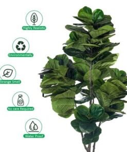 Artificial Fiddle Leaf Fig Tree, Realistic Fake Plants with Green Leaves & Pot, Long-Lasting, Waterproof & Maintenance-Free Faux Plants for Home, Office, Event Decor & Commercial Spaces (230cm)