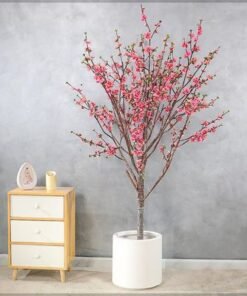 Artificial Cherry Blossom Tree, Realistic Silk Flowers & Delicate Branches Faux Tree, Waterproof, UV Resistant & Maintenance-Free Fake Plants for Home Office Events & Wedd Decor (Pink, 220cm) - Image 3