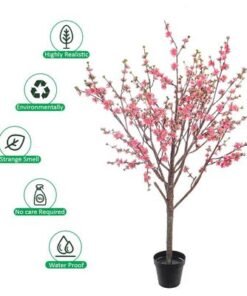 Artificial Cherry Blossom Tree, Realistic Silk Flowers & Delicate Branches Faux Tree, Waterproof, UV Resistant & Maintenance-Free Fake Plants for Home Office Events & Wedd Decor (Pink, 220cm) - Image 5