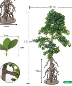 Artificial Bonsai Tree with Exposed Root, Highly Realistic Green Leaves Fake Plants with Durable Base, Maintenance-Free, UV Resistant Faux Plants for Home Office Garden & Commercial Use (171cm) - Image 4