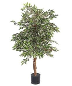 Alternative view of Artificial Variegated Ficus Plant, Realistic Green Leaves Fake Plant with Pot & Flexible Branches for Custom Arrangement, Long-Lasting & Maintenance-Free Faux Plant for Home Event Decor (120cm)