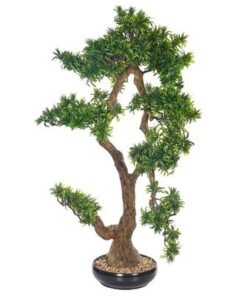 Alternative view of Artificial Bonsai Tree, Realistic Japanese Zen Pine Faux Tree with Green Leaves & Pot, Maintenance-Free & Long Lasting Water-Resistant & Odorless Fake Plant for Home Office Event Decor (105cm)