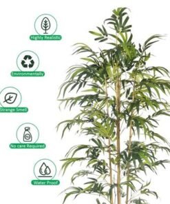6.5ft Artificial Bamboo Tree, Realistic Faux Plant with Flexible Stems, Green Leaves & Pot, Waterproof, UV Resistant, Maintenance-Free Fake Plants for Indoor & Outdoor, Home Office Patio Decor