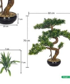 Artificial Bonsai Tree, Lifelike Faux Plants with Green Leaves & Pot, Maintenance-Free, No Watering, Long Lasting Faux Tree, Odorless & Waterproof Fake Plants for Home Office Event Decor (70cm) - Image 4
