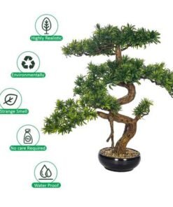 Artificial Bonsai Tree, Lifelike Faux Plants with Green Leaves & Pot, Maintenance-Free, No Watering, Long Lasting Faux Tree, Odorless & Waterproof Fake Plants for Home Office Event Decor (70cm) - Image 5