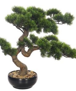Alternative view of 45cm Artificial Pine Bonsai Tree, Realistic Faux Plant with Green Leaves & Pot, Maintenance-Free & Water-Resistant Faux Tree, No Watering & Odorless Fake Plants for Home, Office Event Decor