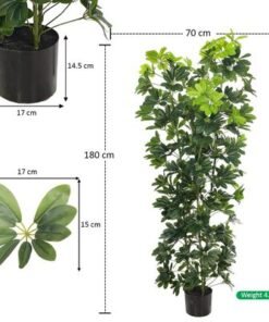 Artificial Schefflera Plant, 180cm Tall Faux Plant with Green Leaves, Adjustable Stems & Pot, Indoor/Outdoor Decor, Maintenance-Free & Long-Lasting Fake Plants for Home, Office & Event Decor - Image 4