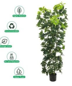Artificial Schefflera Plant, 180cm Tall Faux Plant with Green Leaves, Adjustable Stems & Pot, Indoor/Outdoor Decor, Maintenance-Free & Long-Lasting Fake Plants for Home, Office & Event Decor