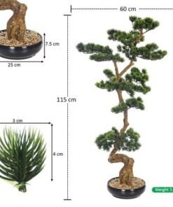 Artificial Bonsai Tree, Realistic Japanese Zen Pine Faux Tree with Green Leaves & Pot, Maintenance-Free & Long Lasting Water-Resistant & Odorless Fake Plant for Home Office Event Decor (115cm) - Image 4