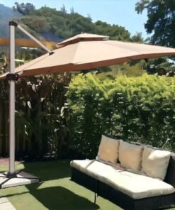 Alternative view of Sunshade Aluminium Garden Umbrella with Rotating Handle Stylish Outdoor Patio Decor and UV-Resistant Canopy 3 x 4 Meter