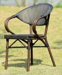 Alternative view of Jeffcoco Furniture Garden Dining Chair Outdoor Desk Chair Patio Balcony Dinner Chair Poly Rattan Restaurant,Coffee Shop (Black Chair)