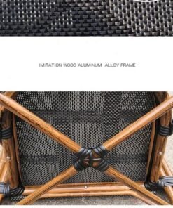 Jeffcoco Furniture Garden Dining Chair Outdoor Desk Chair Patio Balcony Dinner Chair Poly Rattan Restaurant,Coffee Shop (Black Chair)