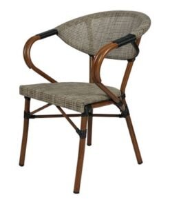 Jeffcoco Furniture Garden Dining Chair Outdoor Desk Chair Patio Balcony Dinner Chair Poly Rattan Restaurant,Coffee Shop (Beige Chair)