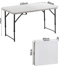 Jeffcoco Furniture Outdoor Camping Table,Heavy Duty Plastic Outdoor Folding Picnic Table,Folding Trestle Table (1.2M White) - Image 3