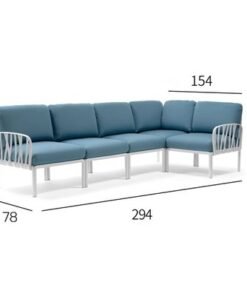 Jeffcoco Furniture Blue Outdoor Sofa Set 5 Seater Corner Sofa With Coffee Table,Garden Patio Sofa Bet