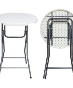 Jeffcoco Furniture Folding Round High Table - Foldable Table,W60cm*H110cm, White - For Home-Kitchen-Garden-Restaurant-Events-Camping-Cocktail-Walking dinner - Image 3