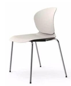 Alternative view of Jeffcoco Furniture Steel Chair Modern Design Dining Chair For Home,Restaurant,Office Desk Reading, Meeting Chair,Coffee Shop,Indoor Outdoor Chair Simple Style (White One Piece)