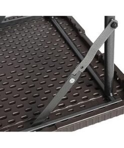 Jeffcoco Furniture Wood Design Outdoor Camping Table,Heavy Duty Plastic Outdoor Folding Picnic Table,Folding Trestle Table (1.2M Brown) - Image 3
