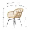 Jeffcoco Furniture Outdoor Hand-made rattan chairs for bacony,coffee shop,Dining Chair,Garden Chair Relax,interior Design,Italy Style home reading chair with cusion (4 Piece Chair)