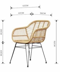 Jeffcoco Furniture Outdoor Hand-made rattan chairs for bacony,coffee shop,Dining Chair,Garden Chair Relax,interior Design,Italy Style home reading chair with cusion (4 Piece Chair)