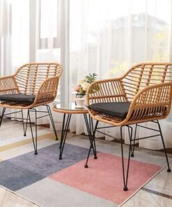 Alternative view of Jeffcoco Furniture Outdoor Hand-made rattan chairs for bacony,coffee shop,Dining Chair,Garden Chair Relax,interior Design,Italy Style home reading chair with cusion (2 Piece Chair)