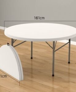 Jeffcoco Furniture Portable Plastic Folding Table Dia 160cm Round for 8-10 Person for Party/Picnic/Garden/Dining/Kitchen/Buffee/Restaurant (1.6m)