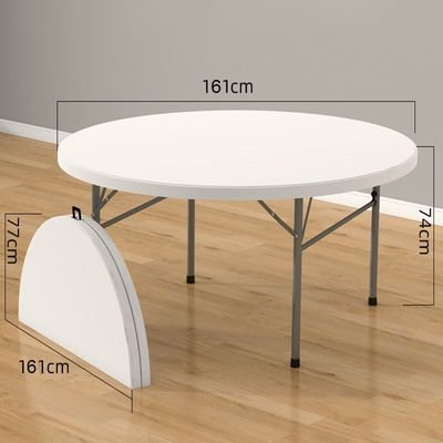 Jeffcoco Furniture Portable Plastic Folding Table Dia 160cm Round for 8-10 Person for Party/Picnic/Garden/Dining/Kitchen/Buffee/Restaurant (1.6m)