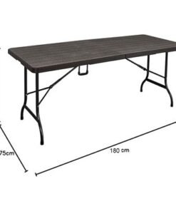 Jeffcoco Furniture Wood Design Outdoor Camping Table,Heavy Duty Plastic Outdoor Folding Picnic Table,Folding Trestle Table (1.8M Brown) - Image 4