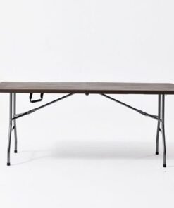 Jeffcoco Furniture Wood Design Outdoor Camping Table,Heavy Duty Plastic Outdoor Folding Picnic Table,Folding Trestle Table (1.8M Brown) - Image 5