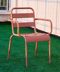 Jeffcoco Furniture Outdoor Metal Chair,Water proof,Heat Proof,Balcony Garden Stackable Arm Chair(1 PC RED)