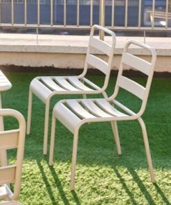 Jeffcoco Furniture Outdoor Metal Chair,Water proof,Heat Proof,Balcony Garden Stackable No Arm Chair(1 PC Grey)