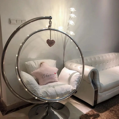 Modern Transparent Acrylic Ball Bubble Swing Chair ( Silver ) - Image 4