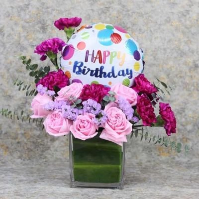 Cute Birthday Balloon and Flower Vase