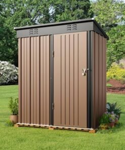 Alternative view of Egardenkart, Outdoor Storage Shed Metal - Tan, 5x3 Ft | Garden Shed with Lockable Door | Outdoor Storage Cabinet for Garden Storage | Outdoor Shed Storage (With Installation)